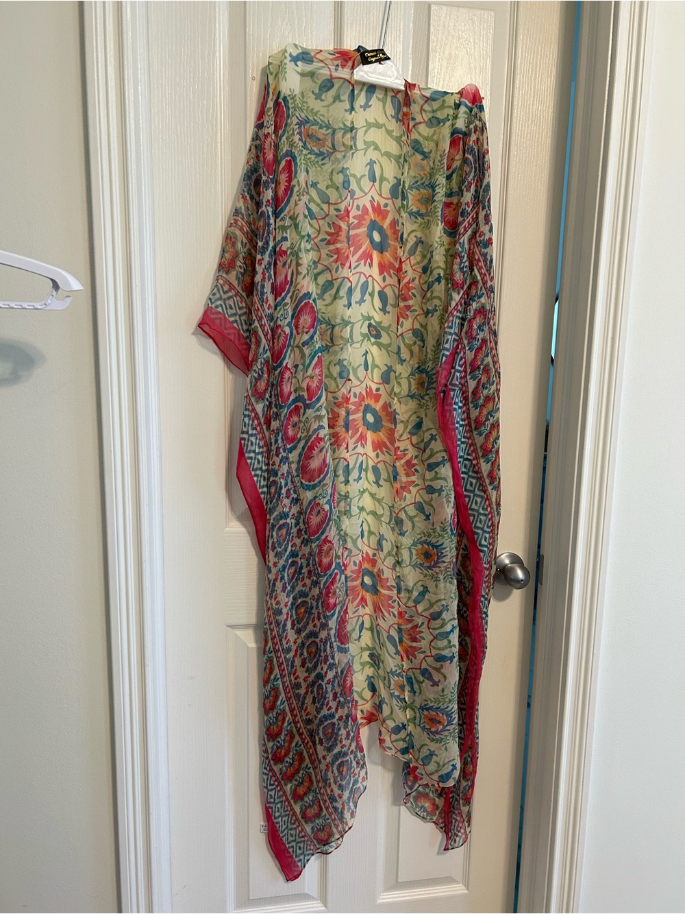 Bohemian Floral Kimono Cardigan - Pink & Cream - Picture 4 of 6